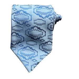 Di Edwardo Mens Tie Necktie Blue Two Tone Geometric Tied Woven Short 56 Inch